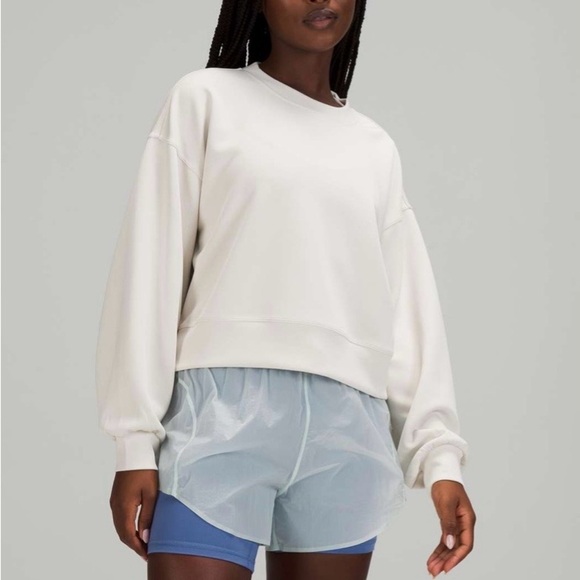 lululemon athletica Tops - 2021 Lululemon Softstreme Perfectly Oversized Cropped Crew White Opal Size 4